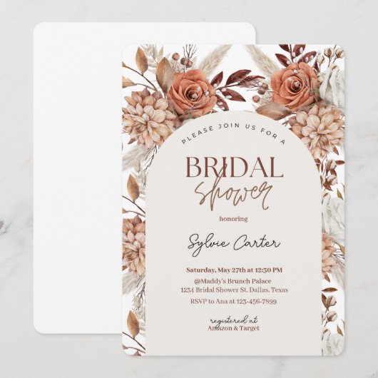 Boho Floral Brautparty Einladung (Vorne/Hinten)