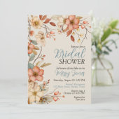 Boho Floral Brautparty Einladung (Stehend Vorderseite)