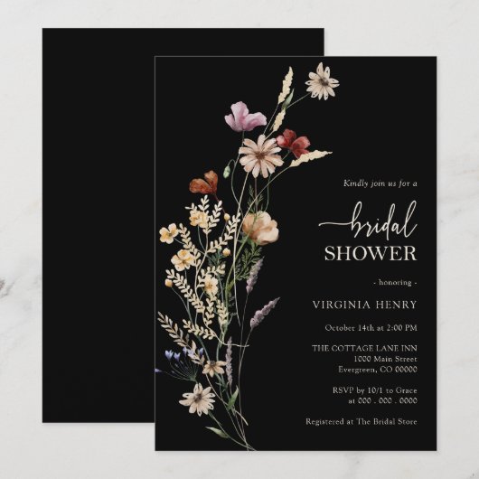 Boho Floral Brautparty Einladung (Vorne/Hinten)