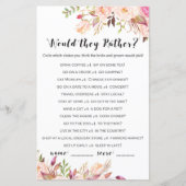 Boho Floral Brautparty Game - Würden sie lieber (Vorderseite)