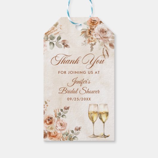 Boho Floral Brautparty Geschenkanhänger (Rückseite)