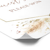 Boho Floral Brautparty Guest Book Sign Poster (Ecke)