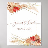 Boho Floral Brautparty Guest Book Sign Poster (Vorne)