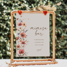 Boho Floral Brautparty Mimosa Bar Sign Poster