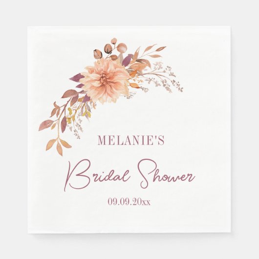 Boho Floral Brautparty Paper Napkin Serviette (Vorderseite)