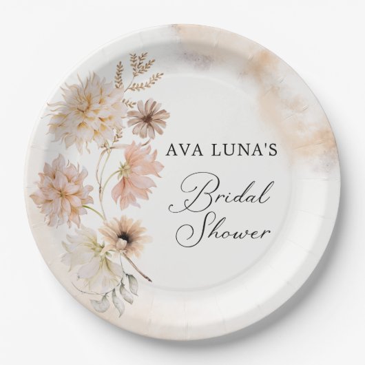 Boho Floral Brautparty Paper Plate Pappteller (Vorderseite)
