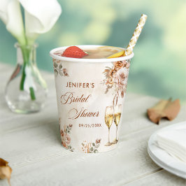 Boho Floral Brautparty Pappbecher