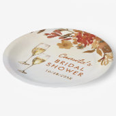 Boho Floral Brautparty Pappteller (Schrägansicht)