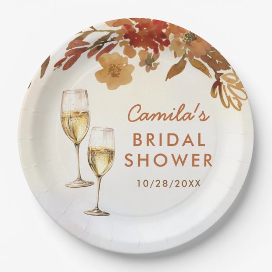 Boho Floral Brautparty Pappteller (Vorderseite)