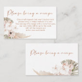Boho Floral Brautparty Rezept Card Visitenkarte (Vorne/Hinten)