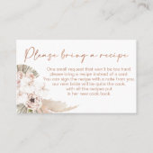 Boho Floral Brautparty Rezept Card Visitenkarte (Vorderseite)