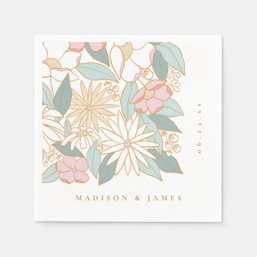 Boho Floral Brautparty Serviette (Vorderseite)