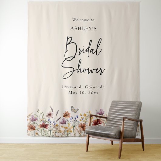 Boho Floral Brautparty Wandteppich (Beispiel)