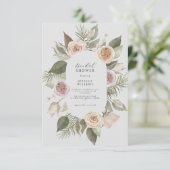 Boho Floral Bridal Dusche Einladung (Stehend Vorderseite)