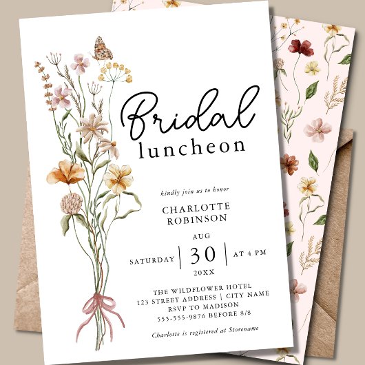 Boho Floral Bridal Luncheon Einladung