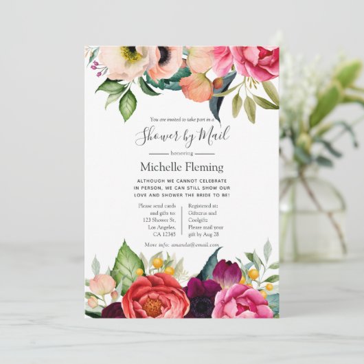 Boho Floral Bridal oder Babydusche von Mail Einladung (Stehend Vorderseite)