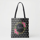 Boho floral Bridesmaid Personalisiert Black Tasche (Vorderseite)
