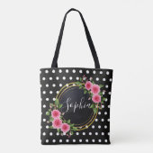 Boho floral Bridesmaid Personalisiert Black Tasche (Rückseite)
