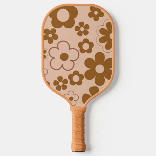 Boho Floral Brown & Beige Botanischer Frühling Som Pickleball Schläger (Vorderseite)