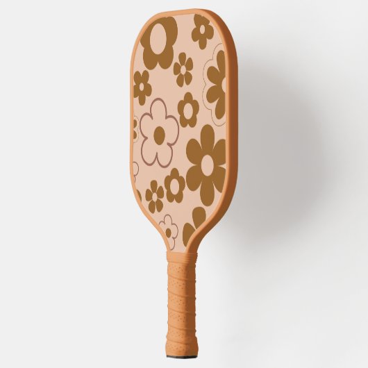 Boho Floral Brown & Beige Botanischer Frühling Som Pickleball Schläger (Links)