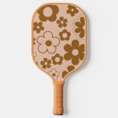 Boho Floral Brown & Beige Botanischer Frühling Som Pickleball Schläger (Rückseite)