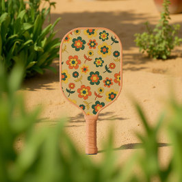 Boho Floral Brown & Beige Botanischer Frühling Som Pickleball Schläger