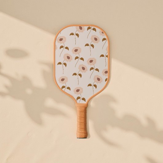 Boho Floral Brown & Beige Botanischer Frühling Som Pickleball Schläger
