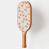 Boho Floral Brown & Beige Botanischer Frühling Som Pickleball Schläger (Links)