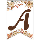 Boho Floral Brown Letters on White Baby Shower Wimpelkette (Zweite Fahne)