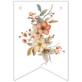 Boho Floral Brown Letters on White Baby Shower Wimpelkette (Erste Fahne)