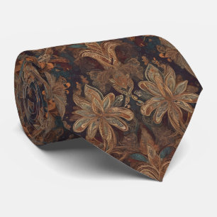 Boho Floral Brown Lila Bohemisch Style Neck Tie Krawatte