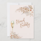 Boho Floral Brunch Bubbly Brautparty Einladung (Rückseite)