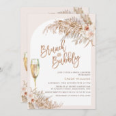Boho Floral Brunch Bubbly Brautparty Einladung (Vorne/Hinten)