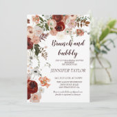 Boho Floral Brunch und Bubbly Brautparty Einladung (Stehend Vorderseite)
