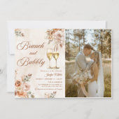 Boho Floral Brunch und Bubbly Brautparty Foto Einladung (Vorderseite)