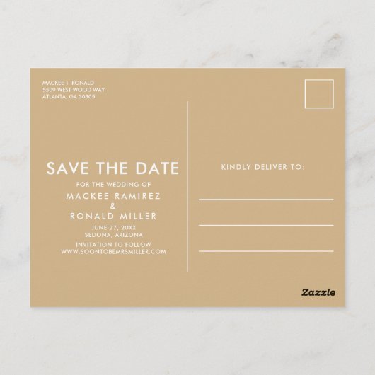 Boho floral Budget Hochzeit speichern das Datum Postkarte (Rückseite)