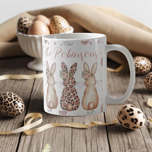 Boho Floral Bunnies Personalisiert Ostern Kaffeetasse