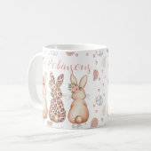 Boho Floral Bunnies Personalisiert Ostern Kaffeetasse (Vorderseite Links)