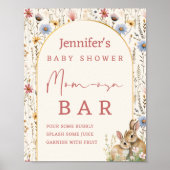 Boho Floral Bunny Beige Mama-osa Bar Sign Poster (Vorne)