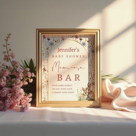 Boho Floral Bunny Beige Mama-osa Bar Sign Poster