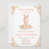 Boho Floral Bunny Birthday Einladung (Vorderseite)