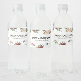 Boho Floral Burgundi Wasser Flasche Etikett