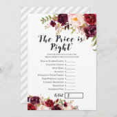 Boho Floral Burgundy Brautparty Game 12x18 Einladung (Vorne/Hinten)