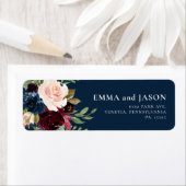 Boho Floral Burgundy Navy Rücksendeadresse (Insitu)