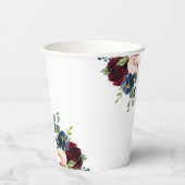 Boho Floral Burgundy Wedding Paper Cups Pappbecher (Rückseite)