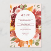 Boho Floral Burgundy Wedding Tischnummer Menu (Vorderseite)