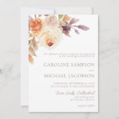 Boho Floral Burnt Orange Hochzeit im Herbst Einlad Einladung (Vorderseite)