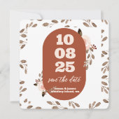 Boho Floral Burnt Orange Save the Date Card Einladung (Vorderseite)