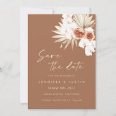 Boho Floral Burnt Orange Save the Date Card Einladung (Vorderseite)