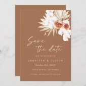 Boho Floral Burnt Orange Save the Date Card Einladung (Vorne/Hinten)